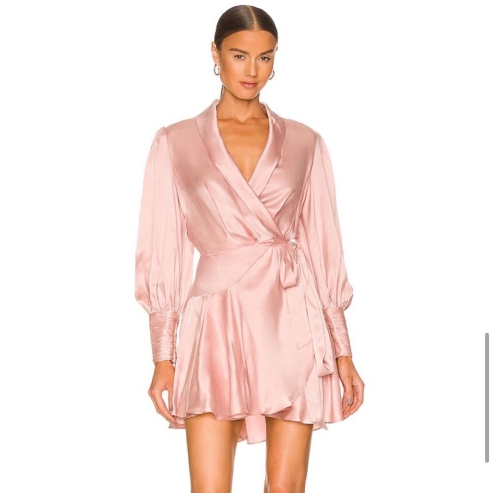 Zimmermann Silk Satin Mini Wrap Dress Zimmerman size 3 in Pink Blush 595$